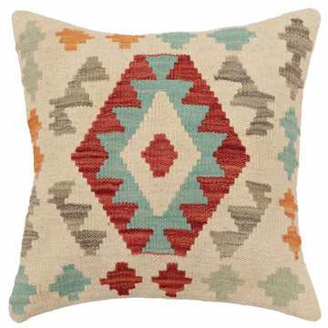 handmade Traditional Pillow Beige Red Hand-Woven SQUARE 100% WOOL  Hand woven turkish pillow  2 x 2
